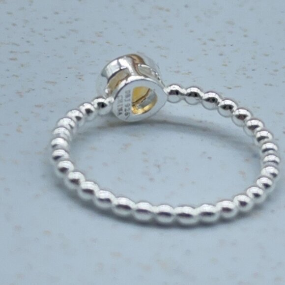 Sevilla Sterling Silver Ring 0.42ct Citrine Faceted Gemstone Beaded Detail 7.75 - Picture 7 of 8
